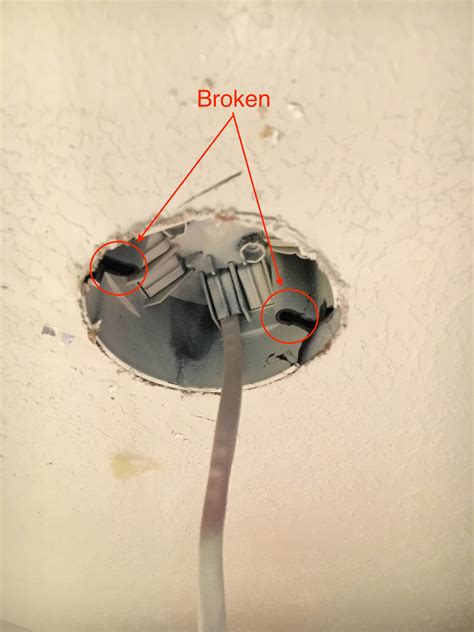 ceiling light junction box broken|ceiling light box replacement.